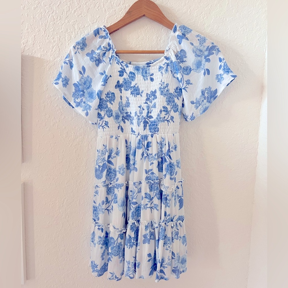 Art Class blue and white gauze dress